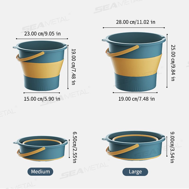 SEAMETAL 5/10L Portable Folding Bucket Thickened Silicone Fishing Camping Bucket