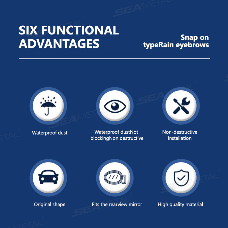 SEAMETAL Car Rearview Mirror Rain Eyebrow Reversing Mirror Rainproof 360 Degree Adjustable Mirror With Clip Desigh