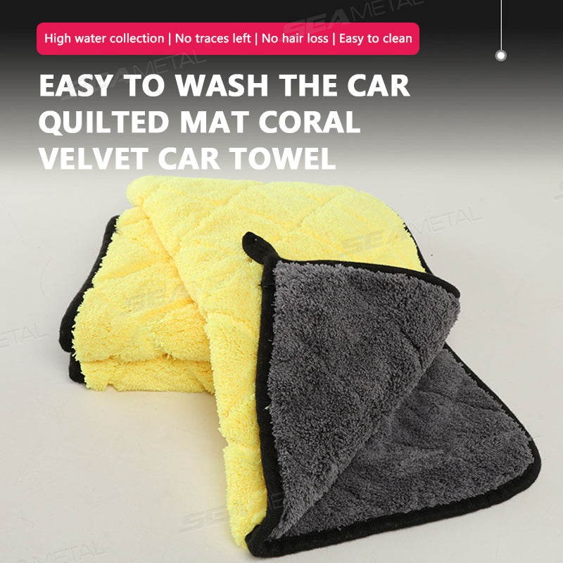 SEAMETAL Car Cleaning Towel 800GSM Coral Fleece Super Absorbent Double-sided Thick