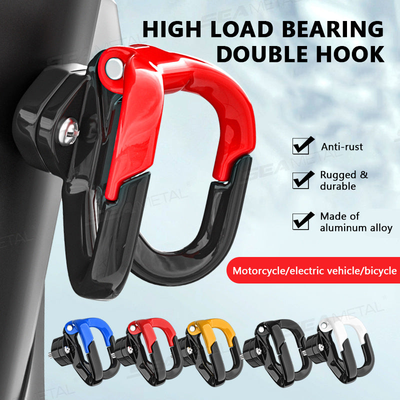 SEAMETAL Aluminum Alloy Motorcycle Helment Hook Holder Hand Bag Double Hook