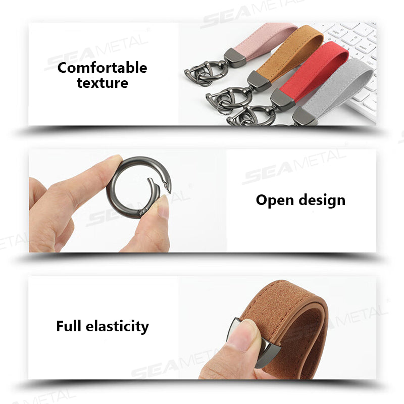 SEAMETAL Suede Metal Buckle Car Keychains Universal Key Chain