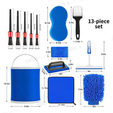 SEAMETAL 13pcs Car Cleaning Brush Set Car Detail Cleaning Gloves with Towel Sponge