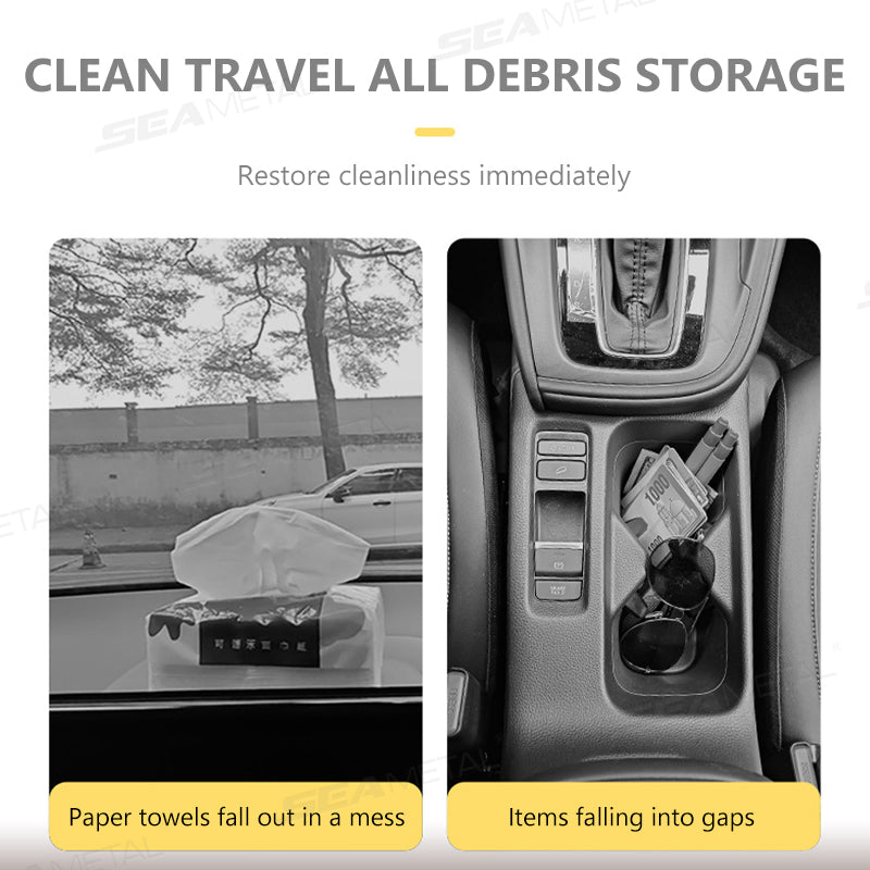 SEAMETAL Car Seat Side Storage Bag PU Leather Hanging Auto Seat Organizer Tissue Bag Water Cup Holder