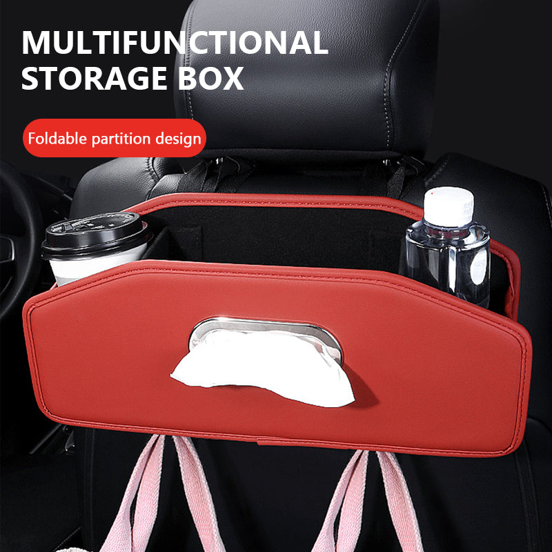 SEAMETAL Car Seat Back Storage Box, Car Tissue Box, Water Cup Holder, Trash Can