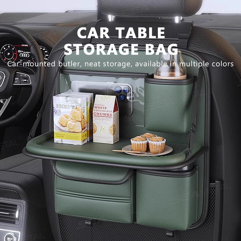 SEAMETAL Car Back Seat Table Storage Bag Folding Table Trash Can