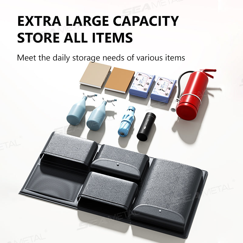 SEAMETAL Universal Car Trunk Organizer Large Capacity Leather Rear Seat Storage Cargo Rack Removable Seat Back Hanging Organizer
