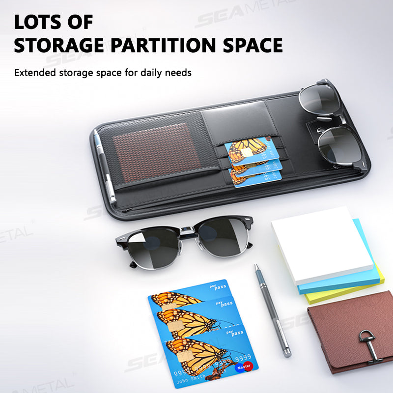 SEAMETAL Car Sun Visor Storage Box Interior Auto Sunglasses Case Cards Holder