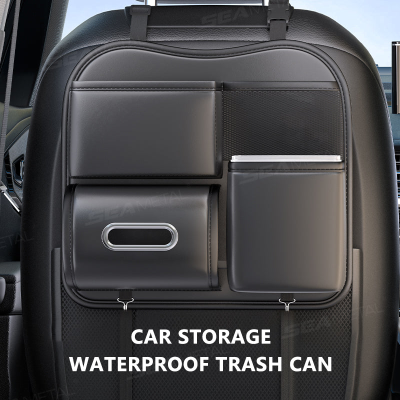 SEAMETAL PU Leather Car Seat Back Organizer Large Capacity Storage Bag