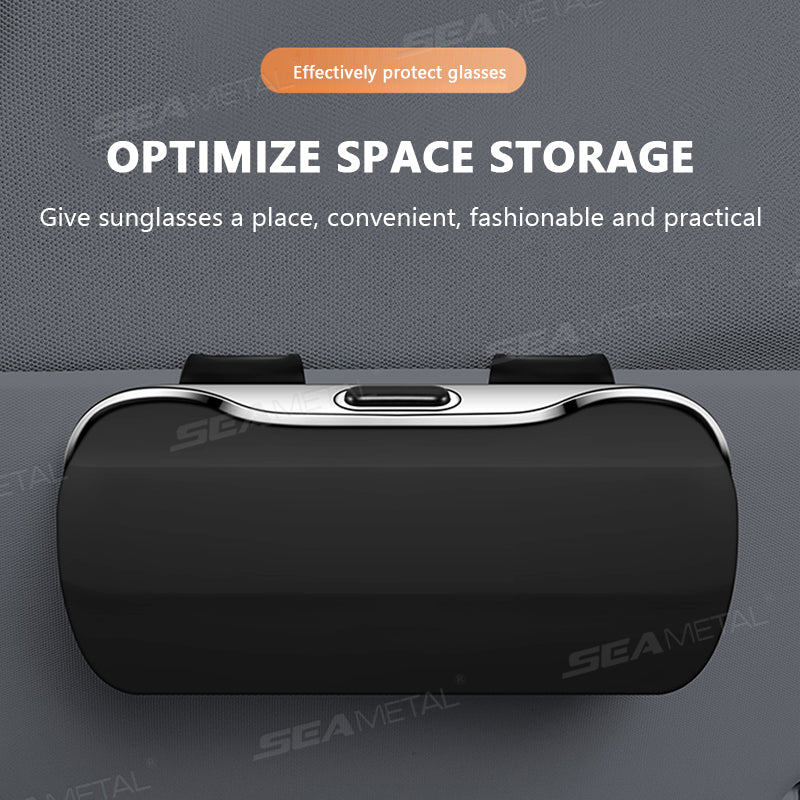 SEAMETAL Car Glasses Box Portable Press Switch Sunglasses Holder Driving Glasses Case Car Sun Visor Lenses Storage Box