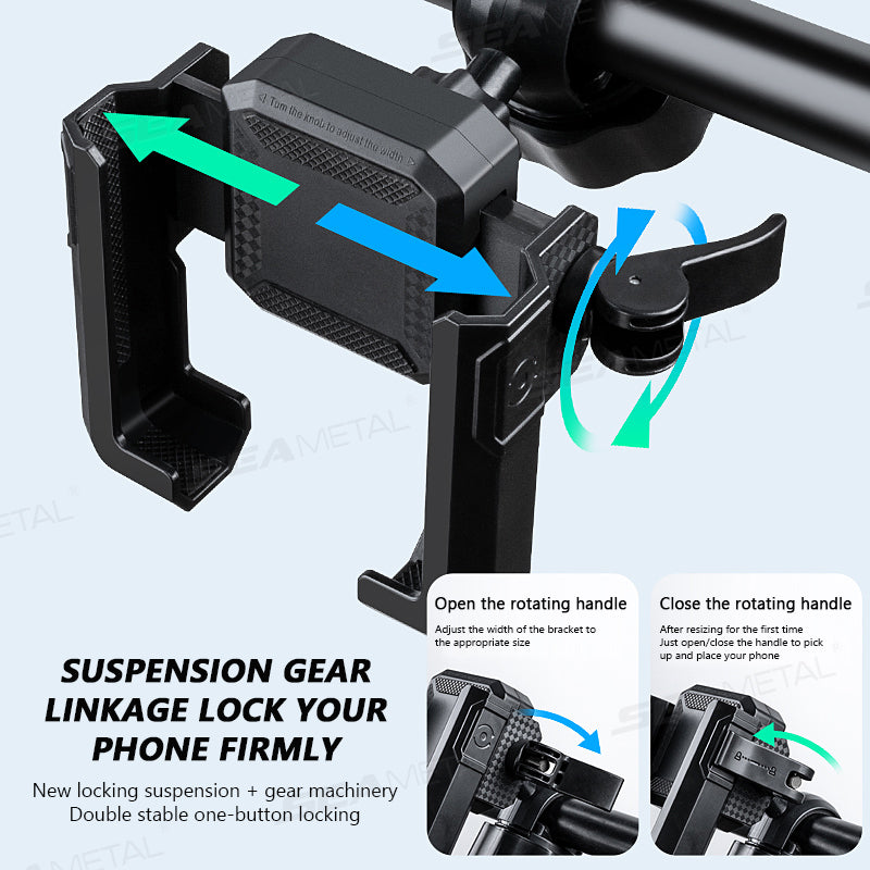 SEAMETAL Motorcycle Bicycle Phone Holder Moto Rearview Mirror Handlebar Mount