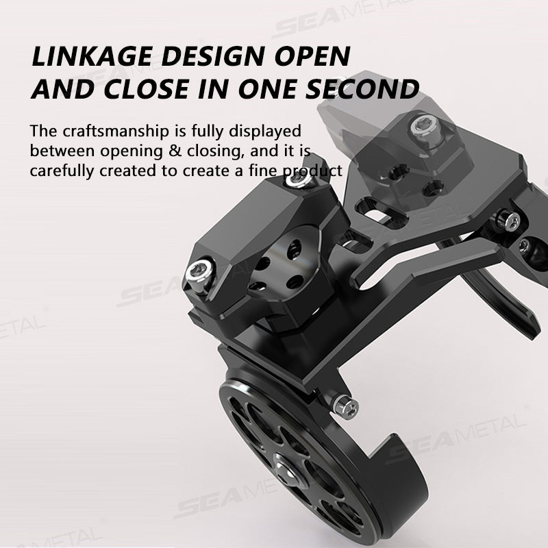 SEAMETAL Foldable Turntable Motorcycle Cup Holder CNC Metal Anti-Vibration Water Cup Bracket Kettle Holder Modified Accessories