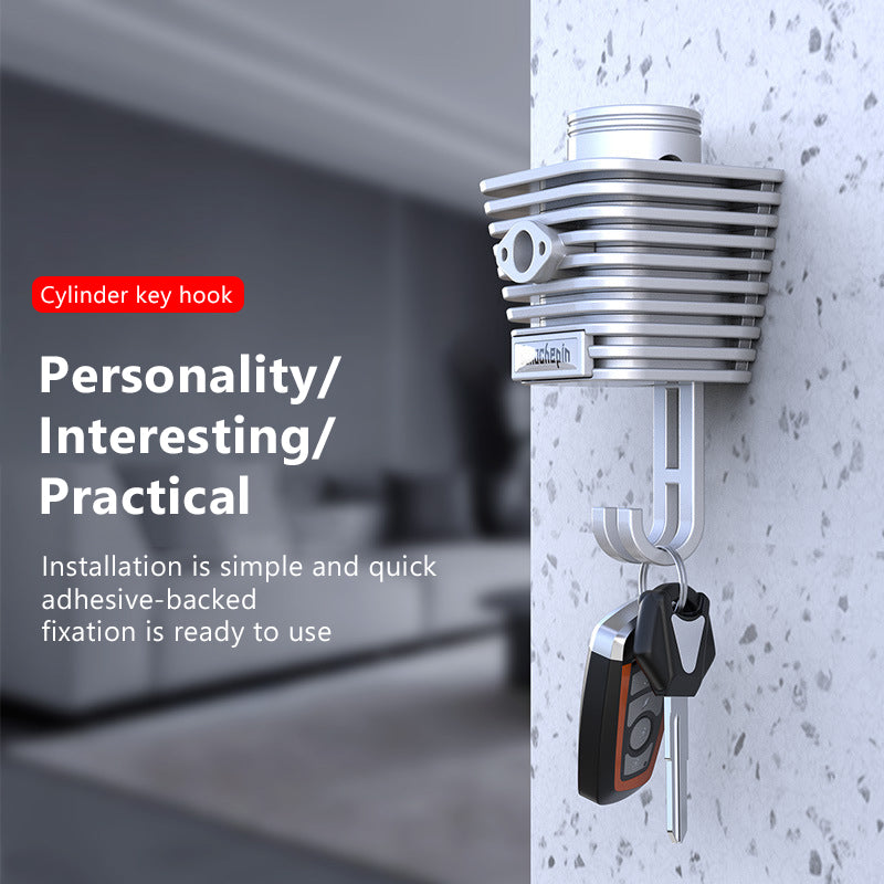 SEAMETAL Wall-mounted Key Hanger Hook Moto Cylinder Style Strong Adhesive Hook Holder Home Storage Organizer