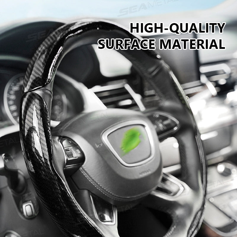 SEAMETAL Carbon Fiber Car Steering Wheel Cover Anti Slip Steering Wheel Protector Cover Durable Wear-resistant