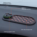 Car Anti-Slip Mat, 360° Rotatable Multifunctional Car Dashboard Mobile Phone Holder with Temporary Parking Number,