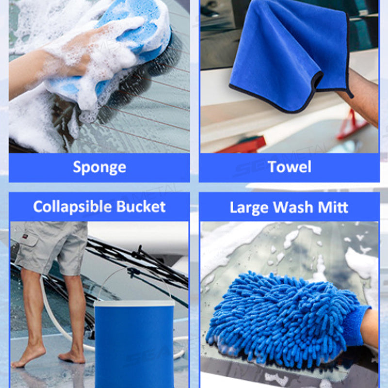 SEAMETAL 13pcs Car Cleaning Brush Set Car Detail Cleaning Gloves with Towel Sponge