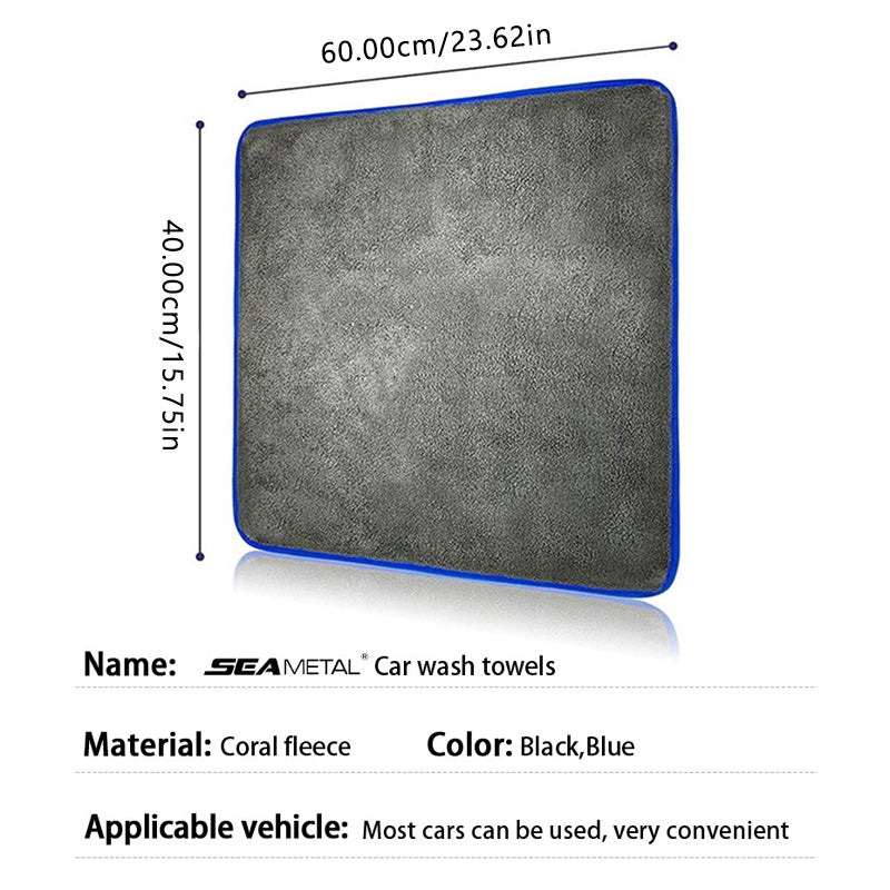 SEAMETAL Thickened Coral Fleece 1200gsm Car Cleaning Towel Super Absorbent Microfiber Cleaning Cloth Home Window Detailing Rag
