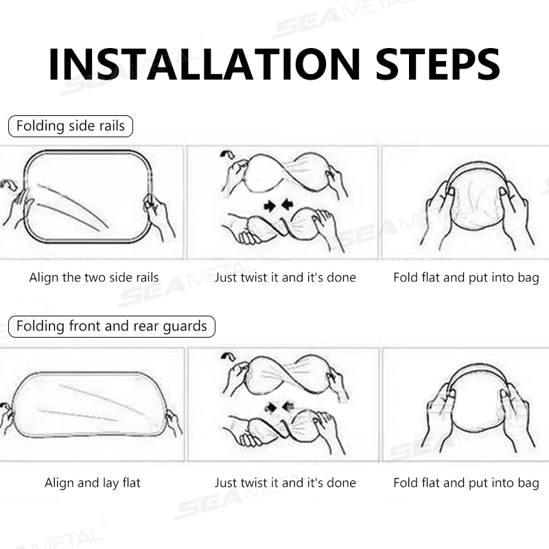 SEAMETAL Car Window Sun Shade Foldable Front Back Side Window Sunshade Cover