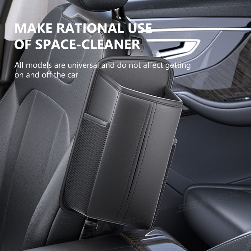 SEAMETAL Car Seat Side Storage Bag PU Leather Hanging Auto Seat Organizer Tissue Bag Water Cup Holder