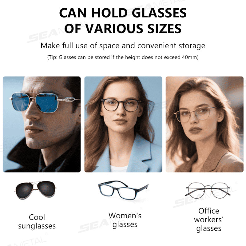 SEAMETAL Car Glasses Case Portable Press Switch Car Sun Visor Sunglasses Holder ABS With Flocking Lining Glasses Box Universal