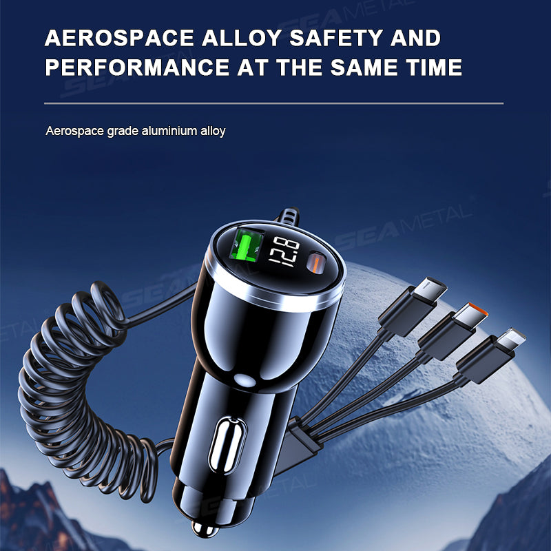 SEAMETAL PD Type C QC3.0 Car Charger with 3 In 1 Fast Charging Cable