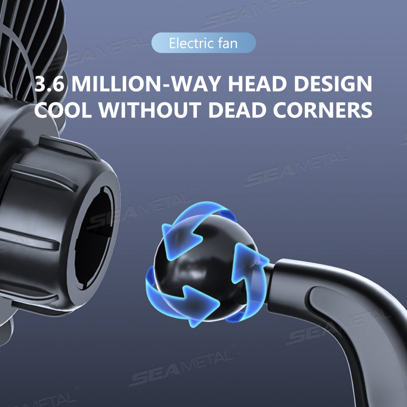 SEAMETAL 12V/24V USB Car Dashboard Cooling Fan with Suction Cup Single Head Fan 360 Degree All-Round Auto Cooler