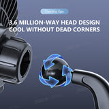 SEAMETAL 12V/24V USB Car Dashboard Cooling Fan with Suction Cup Single Head Fan 360 Degree All-Round Auto Cooler