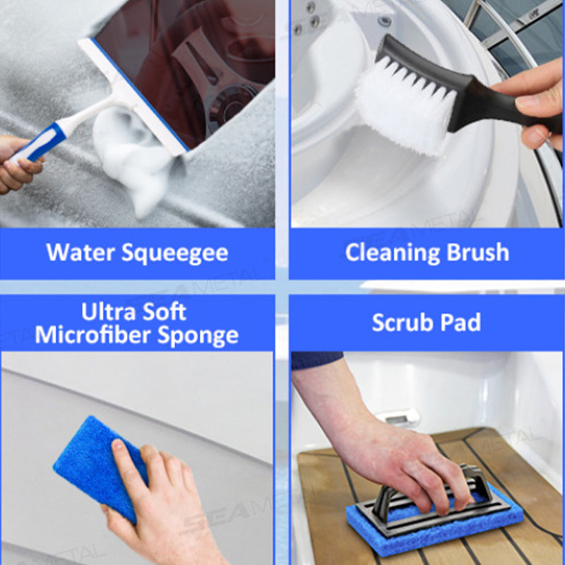 SEAMETAL 13pcs Car Cleaning Brush Set Car Detail Cleaning Gloves with Towel Sponge