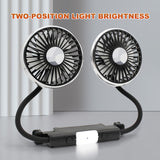 USB Car Fan for Backseat 3 Speeds Headrest Electricfan with LED Lights