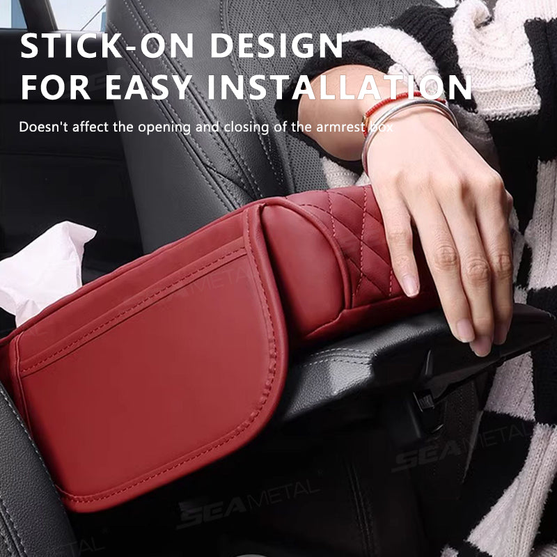 SEAMETAL Universal Car Armrest Console Pad with Tissue Holder Elbow Rest Cushion
