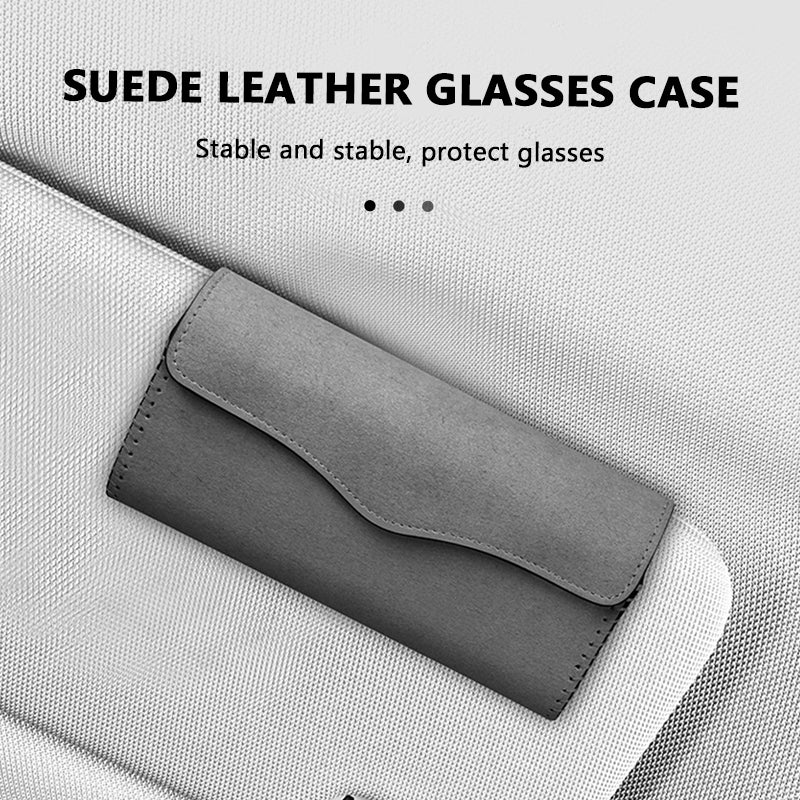 SEAMETAL Car Sun Visor Plate Glasses Case Suede Leather Car Glasses Storage Bag