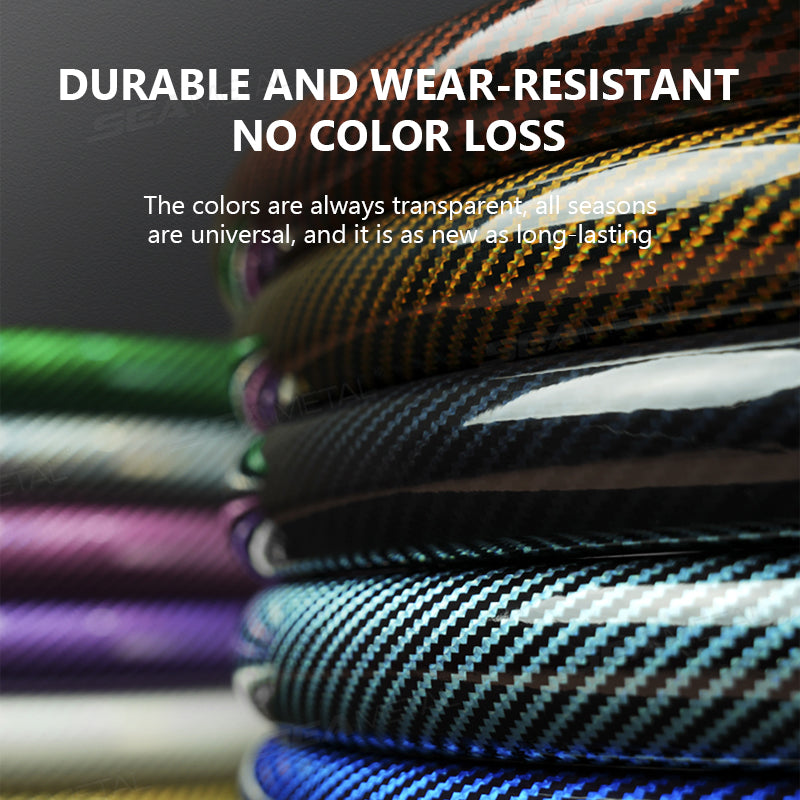 SEAMETAL Carbon Fiber Car Steering Wheel Cover Anti Slip Steering Wheel Protector Cover Durable Wear-resistant