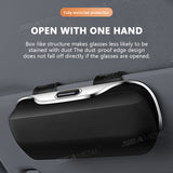 SEAMETAL Car Glasses Box Portable Press Switch Sunglasses Holder Driving Glasses Case Car Sun Visor Lenses Storage Box