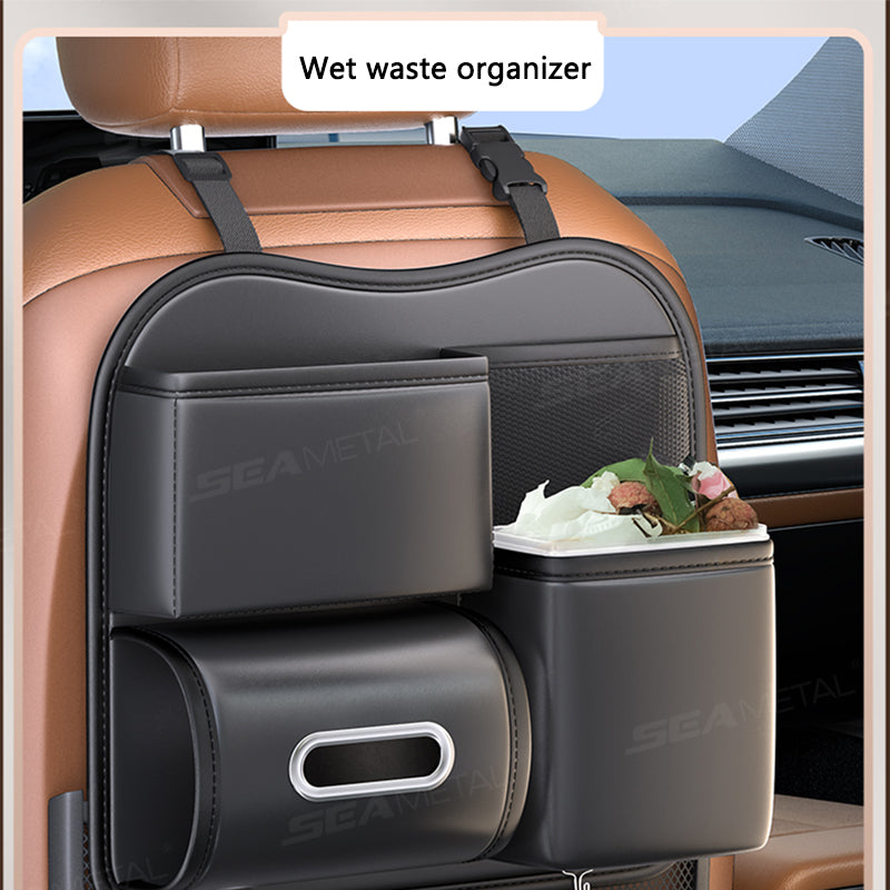 SEAMETAL PU Leather Car Seat Back Organizer Large Capacity Storage Bag