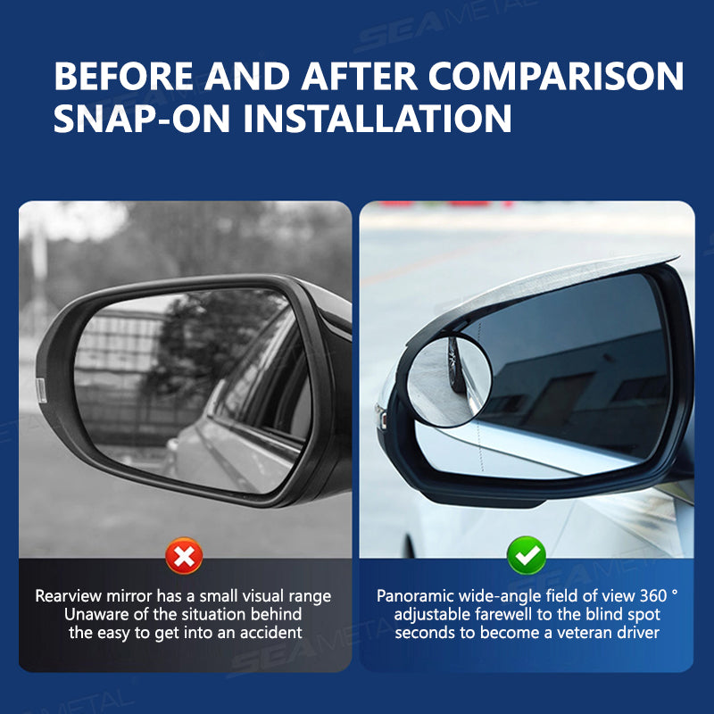SEAMETAL Car Rearview Mirror Rain Eyebrow Reversing Mirror Rainproof 360 Degree Adjustable Mirror With Clip Desigh