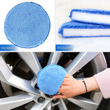 5Pcs Car Waxing Polish Sponges 5 Inch Car Detailing Wax Applicator Pads Round Pocket Microfiber Foam Sponges Car Cleaning Tools