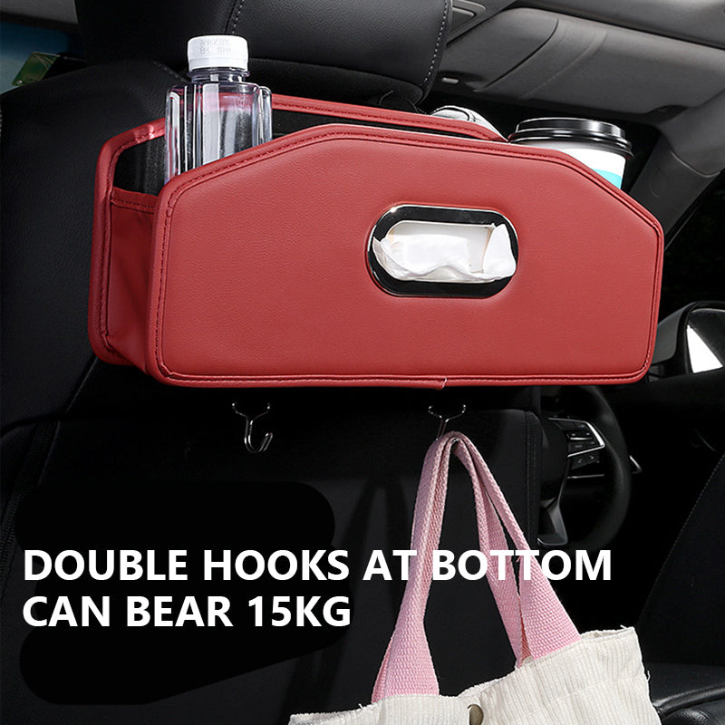 SEAMETAL Car Seat Back Storage Box, Car Tissue Box, Water Cup Holder, Trash Can