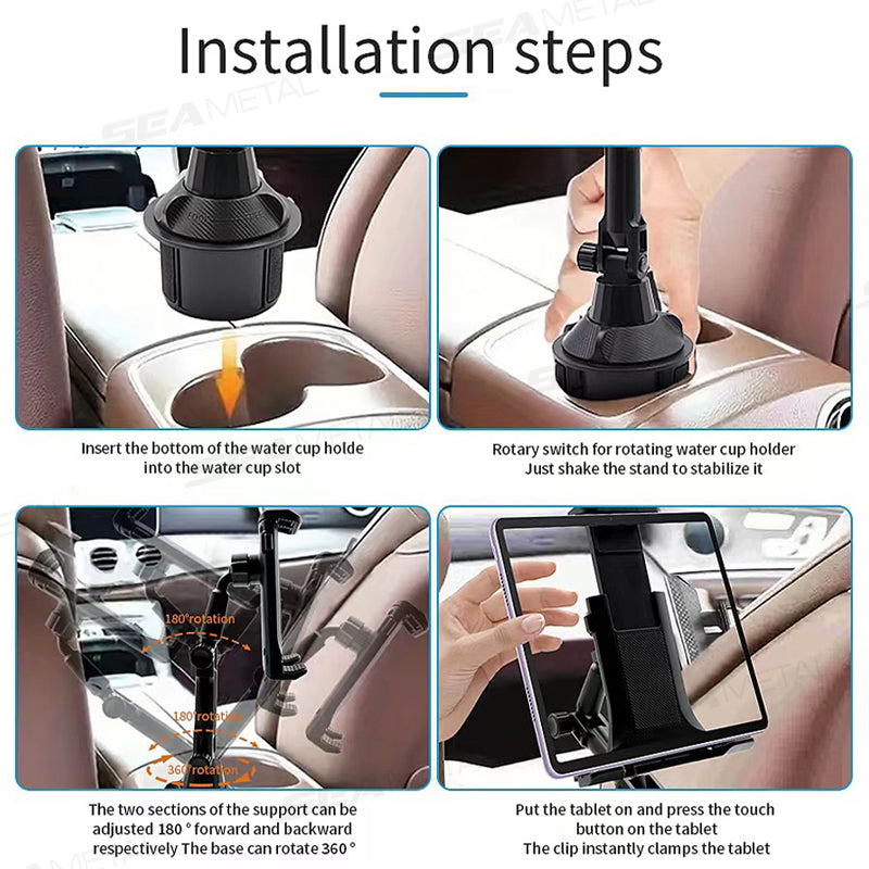 SEAMETAL Car Tablet Holder Stand Adjustable For IPad Mount Support Smartphone