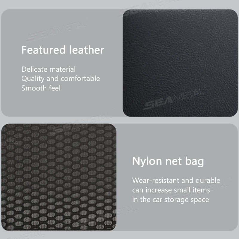 SEAMETAL Large Capacity PU Leather Car Seat Back Organizer with Tissue Holder