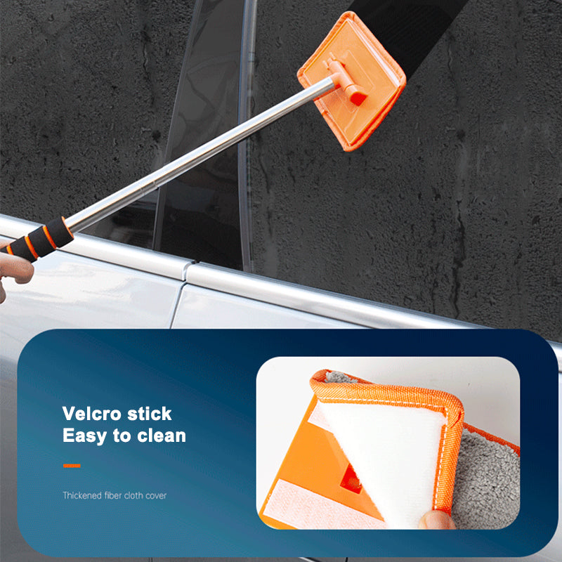 Windshield Cleaner Tool, Car Interior Detailing Cleaning Kit with Extendable Handle Microfiber Pads