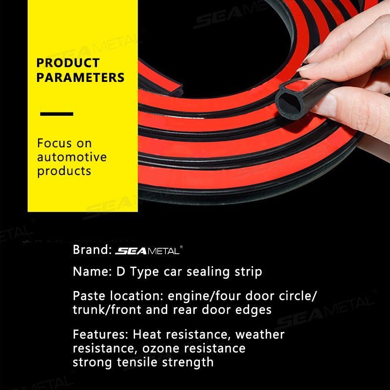 SEAMETAL Car Door Rubber Seal Strips D Shaped Noise Insulation Weatherstrip Rubber Strips For Auto Truck Window Weather Strip