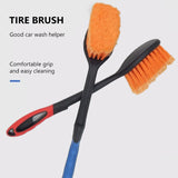 SEAMETAL Car Tyre Rim Cleaning Brush Non-slip Long-handle Brush Car / Bike Wheel Hub Cleaning Washing Tools