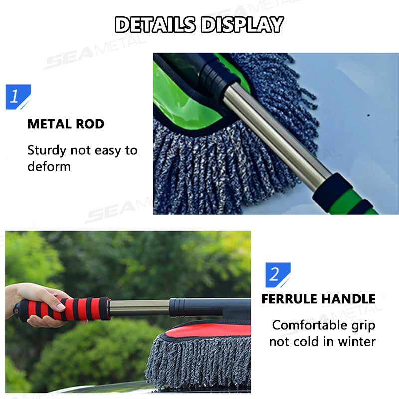SEAMETAL Microfiber Car Wash Mop Retractable Handle Dust Remover Wax Brush