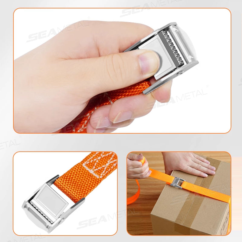 SEAMETAL 3/4/6m Car Cargo Lashing Straps with Buckle Tie-Down Belt Tow Rope Strong Ratchet Fixing Belt for Motorcycle Bicycle