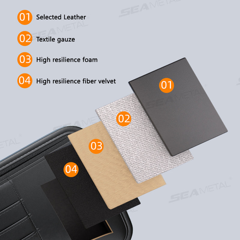 SEAMETAL Car Sun Visor Storage Box Interior Auto Sunglasses Case Cards Holder