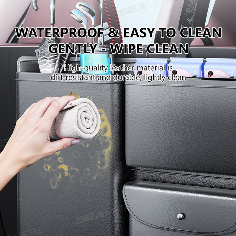 SEAMETAL Universal Car Trunk Organizer Large Capacity Leather Rear Seat Storage Cargo Rack Removable Seat Back Hanging Organizer