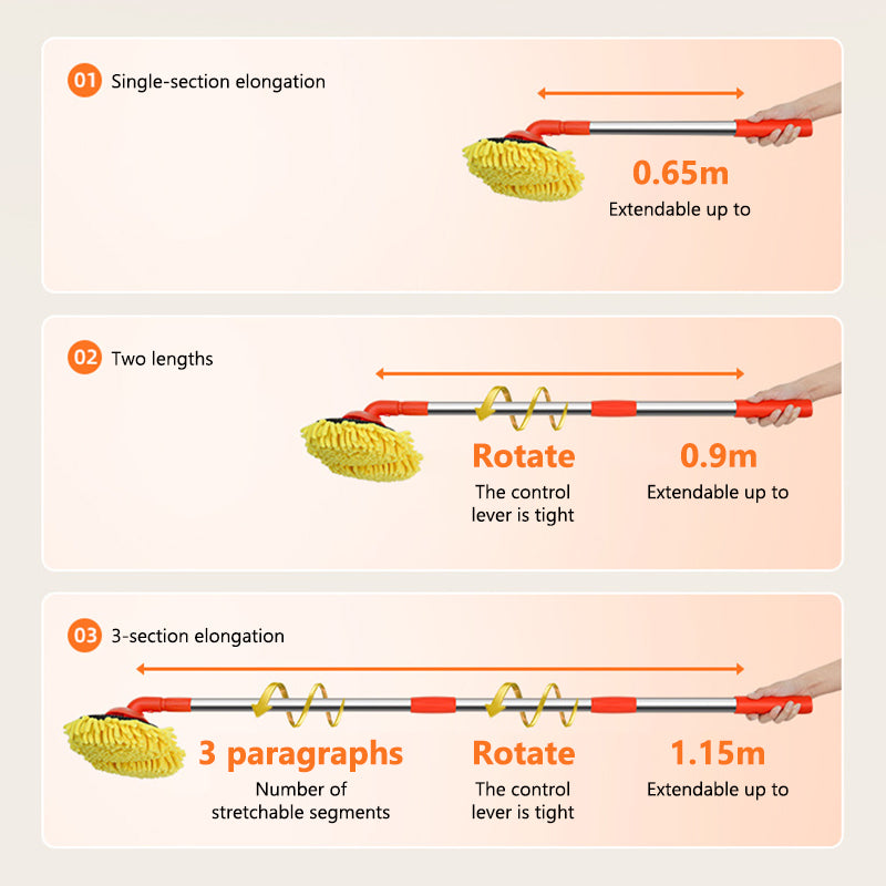 SEAMETAL Durable 360 Rotatable Car Cleaning Brush Dual-Head Car Wash Mop