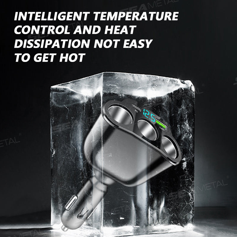 SEAMETAL 5 In 1 66W PD Car Cigarette Lighter Adapter Super Fast Charging Phone Charger