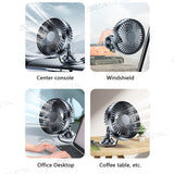 SEAMETAL 12V/24V USB Car Dashboard Cooling Fan with Suction Cup Single Head Fan 360 Degree All-Round Auto Cooler