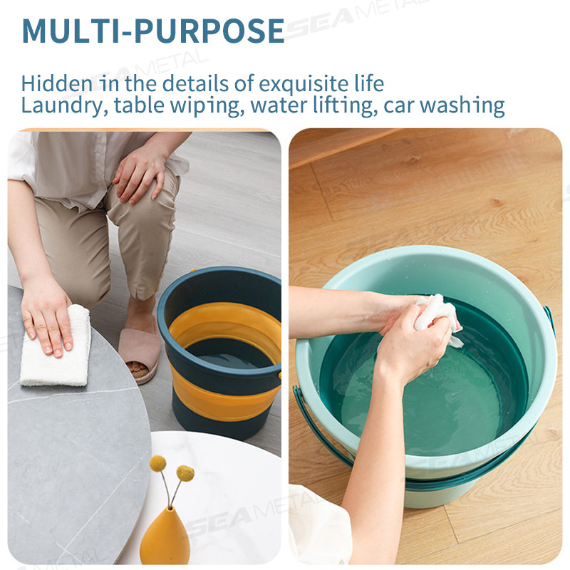 SEAMETAL 5/10L Portable Folding Bucket Thickened Silicone Fishing Camping Bucket