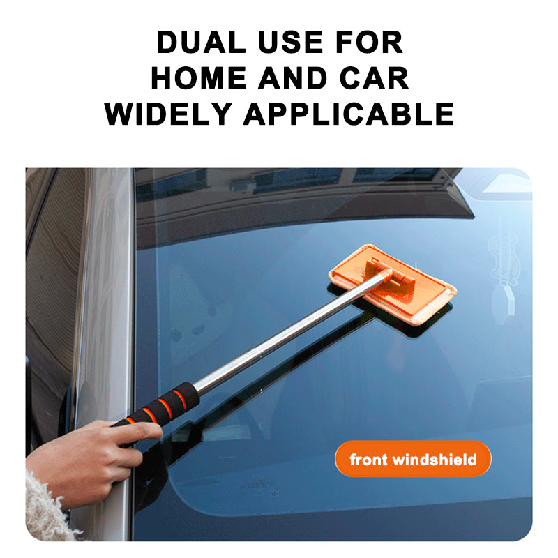 Windshield Cleaner Tool, Car Interior Detailing Cleaning Kit with Extendable Handle Microfiber Pads
